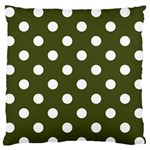 Polka Dots - White on Army Green Standard Flano Cushion Case (Two Sides)