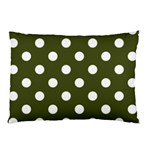 Polka Dots - White on Army Green Pillow Case (Two Sides)