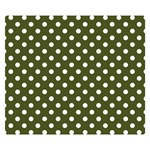 Polka Dots - White on Army Green Double Sided Flano Blanket (Small)