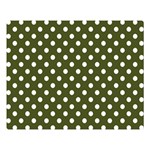 Polka Dots - White on Army Green Double Sided Flano Blanket (Large)