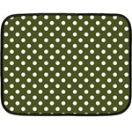 Polka Dots - White on Army Green Double Sided Fleece Blanket (Mini)