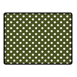 Polka Dots - White on Army Green Double Sided Fleece Blanket (Small) (Two Sides)