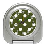 Polka Dots - White on Army Green Desk Alarm Clock