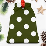 Polka Dots - White on Army Green Ornament (Bell)