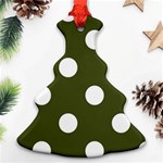 Polka Dots - White on Army Green Ornament (Christmas Tree)