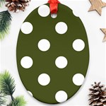 Polka Dots - White on Army Green Ornament (Oval)