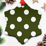 Polka Dots - White on Army Green Ornament (Snowflake)