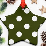 Polka Dots - White on Army Green Star Ornament (Two Sides)