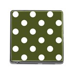 Polka Dots - White on Army Green Memory Card Reader (Square)