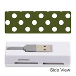 Polka Dots - White on Army Green Memory Card Reader (Stick)