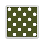 Polka Dots - White on Army Green Memory Card Reader with Storage (Square)