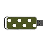 Polka Dots - White on Army Green Portable USB Flash (Two Sides)