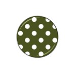 Polka Dots - White on Army Green Hat Clip Ball Marker