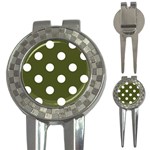 Polka Dots - White on Army Green 3-in-1 Golf Divot