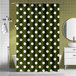 Polka Dots - White on Army Green Shower Curtain 48  x 72  (Small)