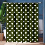 Polka Dots - White on Army Green Shower Curtain 60  x 72  (Medium)