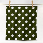 Polka Dots - White on Army Green Face Towel