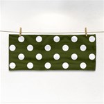 Polka Dots - White on Army Green Hand Towel