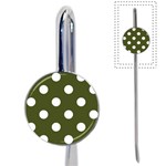Polka Dots - White on Army Green Book Mark