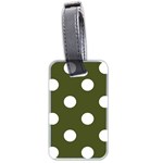 Polka Dots - White on Army Green Luggage Tag (Two Sides)