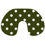 Polka Dots - White on Army Green Travel Neck Pillow