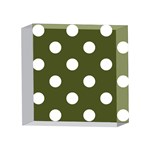 Polka Dots - White on Army Green 4 x 4  Acrylic Photo Block