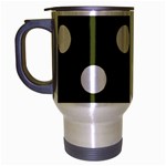 Polka Dots - White on Army Green Travel Mug (Silver Gray)