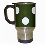 Polka Dots - White on Army Green Travel Mug (White)