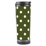 Polka Dots - White on Army Green Travel Tumbler
