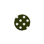 Polka Dots - White on Army Green 1  Mini Button
