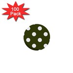 Polka Dots - White on Army Green 1  Mini Button (100 pack)