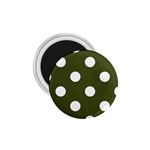 Polka Dots - White on Army Green 1.75  Magnet