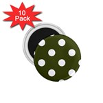 Polka Dots - White on Army Green 1.75  Magnet (10 pack)