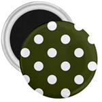 Polka Dots - White on Army Green 3  Magnet