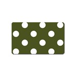 Polka Dots - White on Army Green Magnet (Name Card)