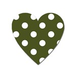 Polka Dots - White on Army Green Magnet (Heart)