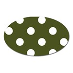 Polka Dots - White on Army Green Magnet (Oval)
