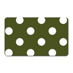 Polka Dots - White on Army Green Magnet (Rectangular)