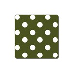 Polka Dots - White on Army Green Magnet (Square)