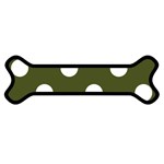 Polka Dots - White on Army Green Magnet (Dog Bone)