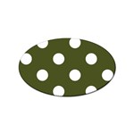 Polka Dots - White on Army Green Sticker (Oval)