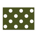 Polka Dots - White on Army Green Sticker A4 (10 pack)