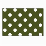 Polka Dots - White on Army Green Postcard 4  x 6 