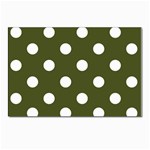 Polka Dots - White on Army Green Postcard 5  x 7 