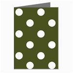 Polka Dots - White on Army Green Greeting Cards (Pkg of 8)