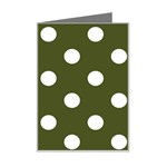 Polka Dots - White on Army Green Mini Greeting Card