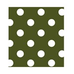 Polka Dots - White on Army Green Greeting Card 4.5  x 6 