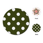 Polka Dots - White on Army Green Playing Cards (Round)