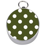 Polka Dots - White on Army Green Silver Compass