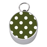 Polka Dots - White on Army Green Silver Compass (Mini)